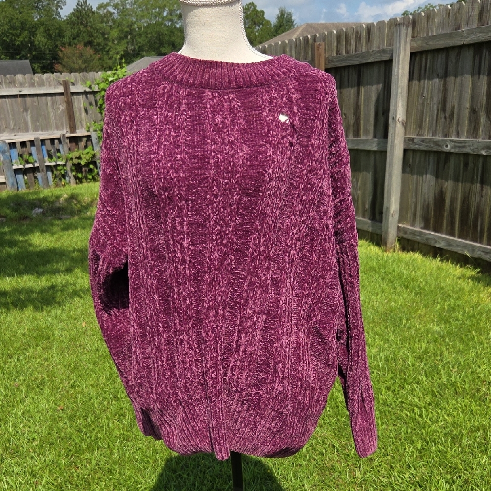 Shop Impressions Rich Plum Crew Neck Sweater Size S